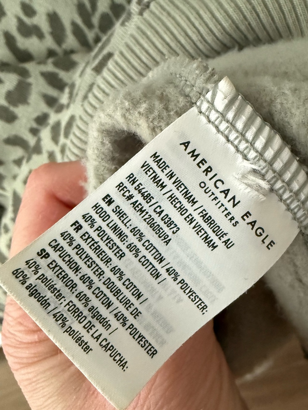 American Eagle Outfitters Sage Green Leopard Half-Zip Hoodie - Picture 4 of 5